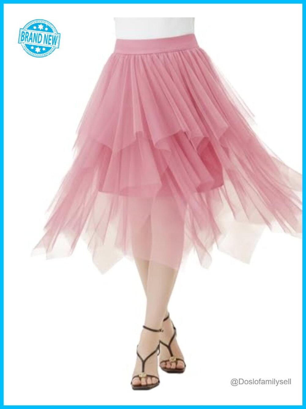 Women's Tulle Skirt High Waist Elastic Layered A-Line Mesh Irregular Midi Fairy